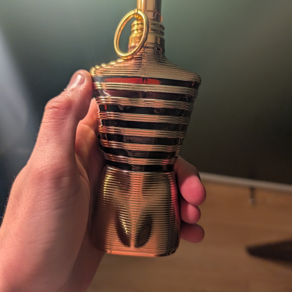 Jean Paul Gaultier Striped Gold and Black Perfume Bottle
